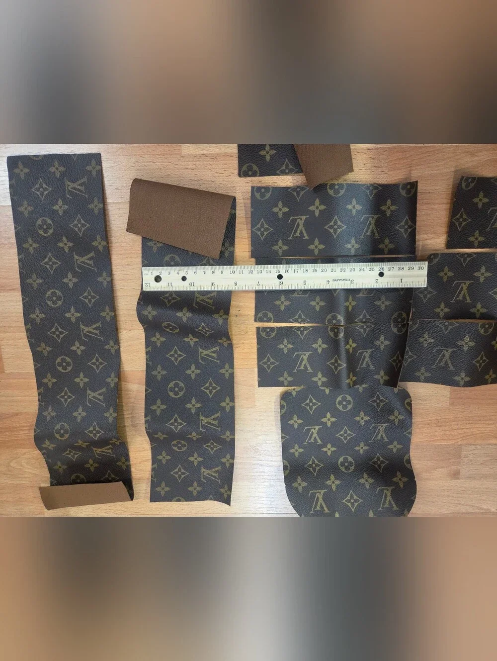 Louis Vuitton Brown Canvas Monogram Strips with Gold Print
